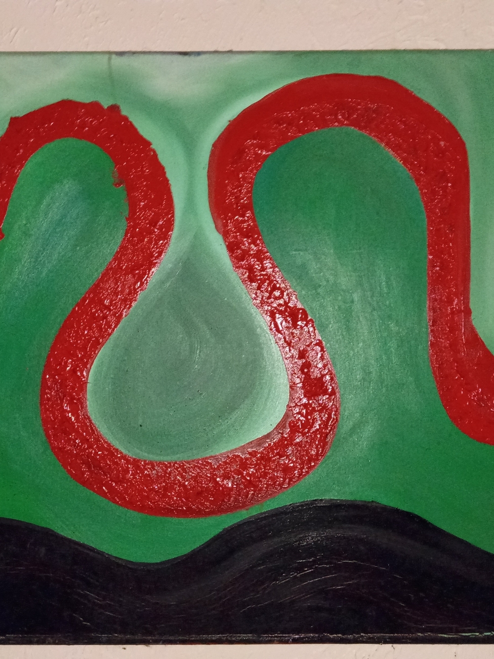 Abstract Green Canvas Wall Art with Red Accents - Modern Home Decor